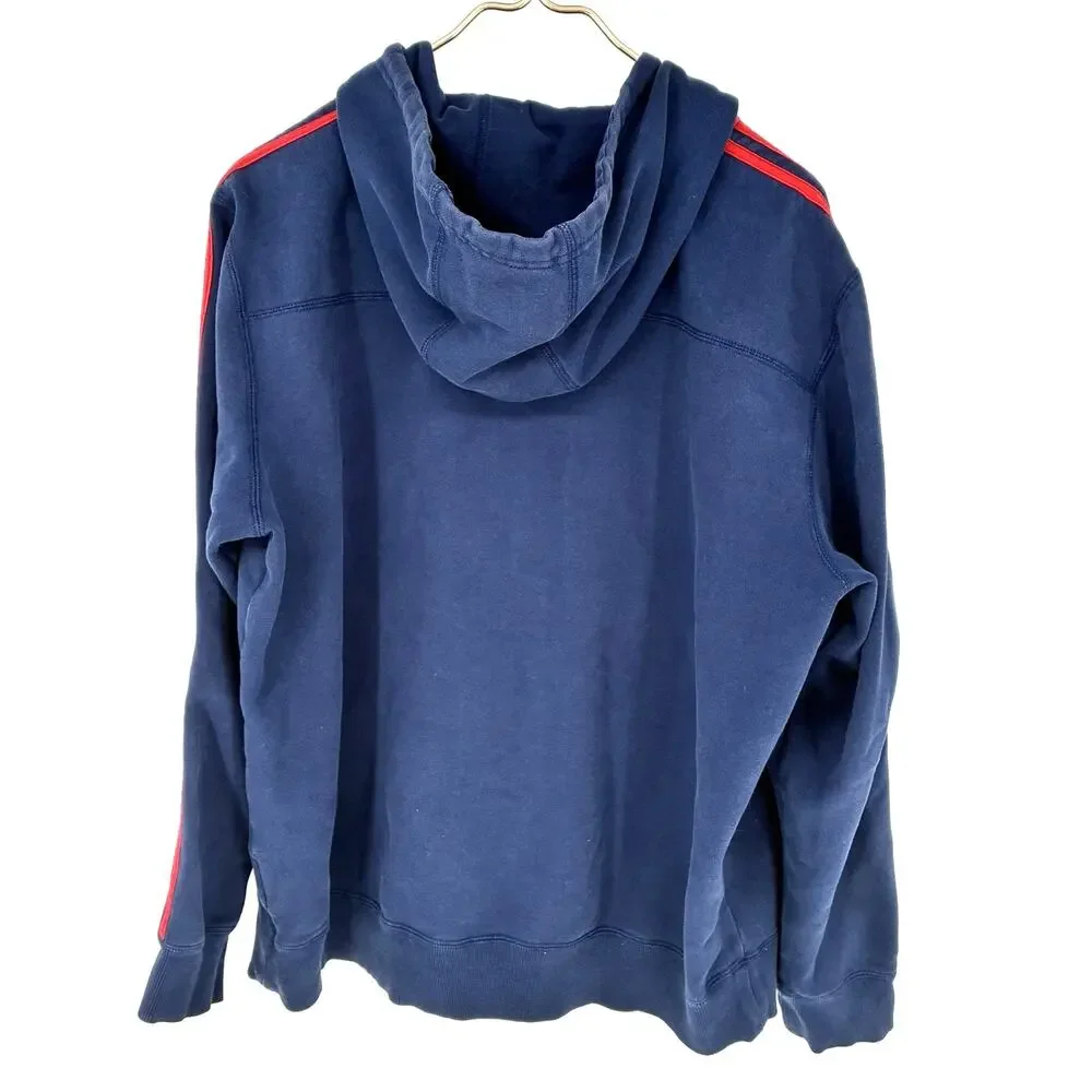 Adidas Originals Trefoil Full Zip Hoodie Navy Red 3 Stripe Men's Large VTG